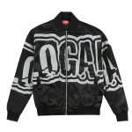 Glo Gang Oversized Font Logo Bomber Jacket (Olive)