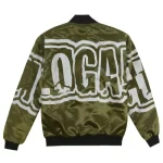 Glo Gang Oversized Font Logo Bomber Jacket (Olive)