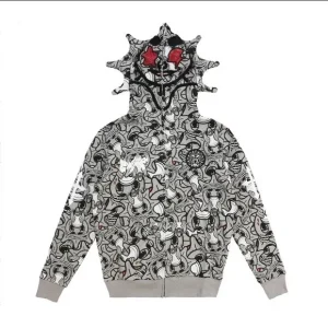 Glo Man Grey Allover Almighty Full Zip Hoodie