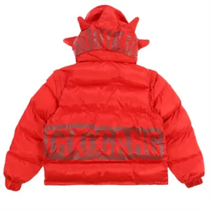 Glocler Flare Collar Puffer Jacket Red